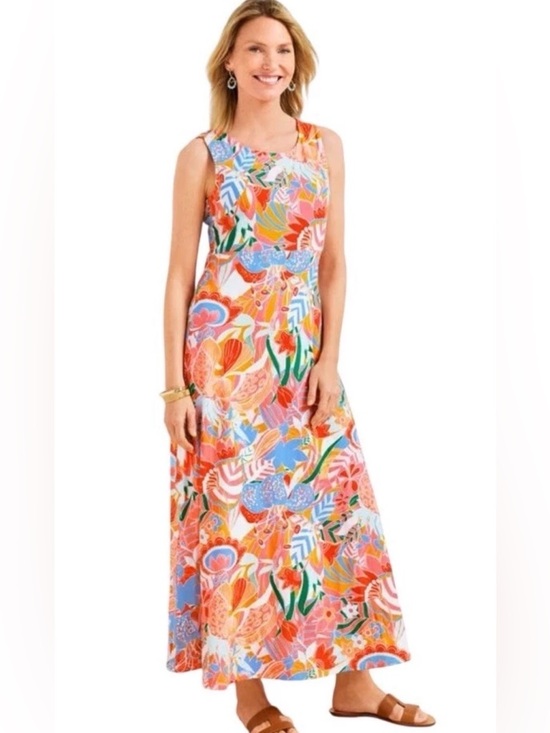 Talbots Dresses & Skirts - Talbots Womens Jersey Knit Sleeveless Maxi Dress Marvelous Floral Size 2X